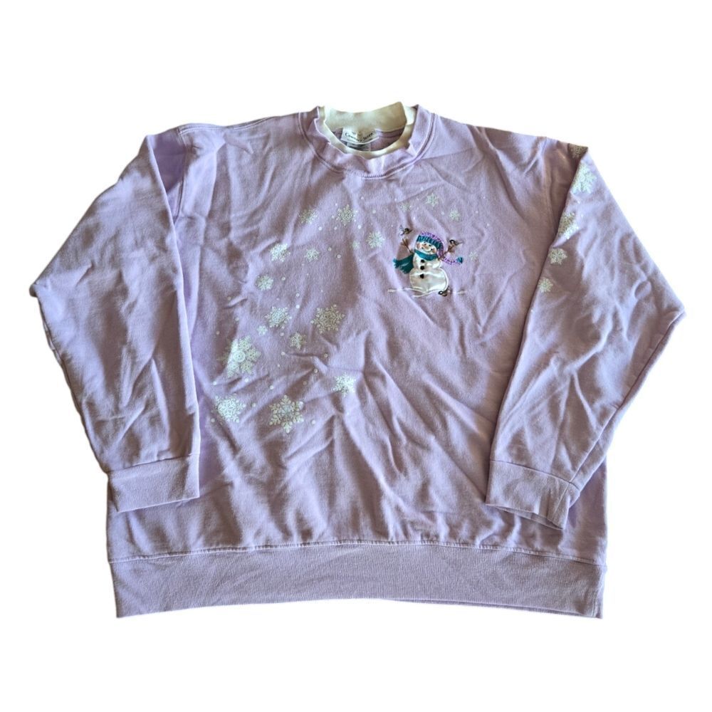 Vintage Y2K Snowman Chirstmas Crewneck Pullover Long Sleeve size XL Comfy Cute
